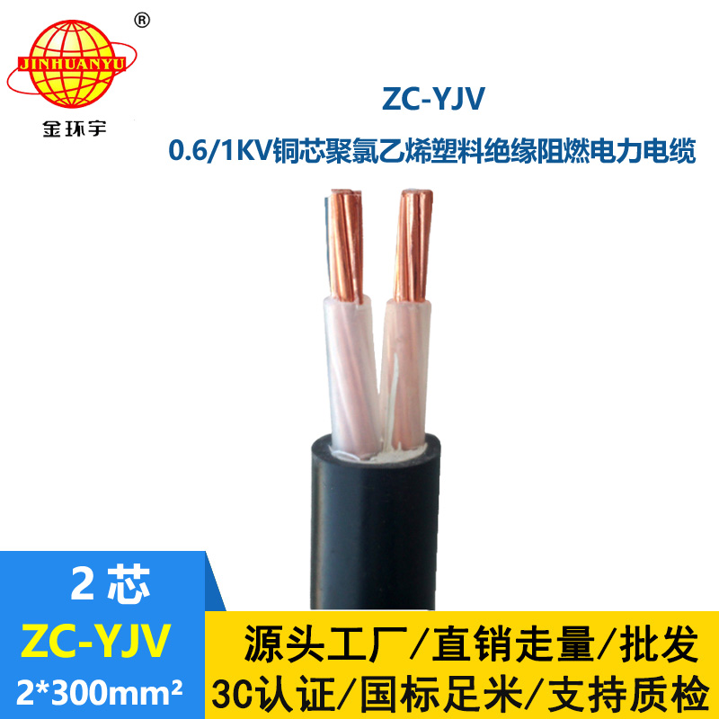 金環宇電線電纜 yjv電纜2芯ZC-YJV 2X300 阻燃yjv電線電纜價格